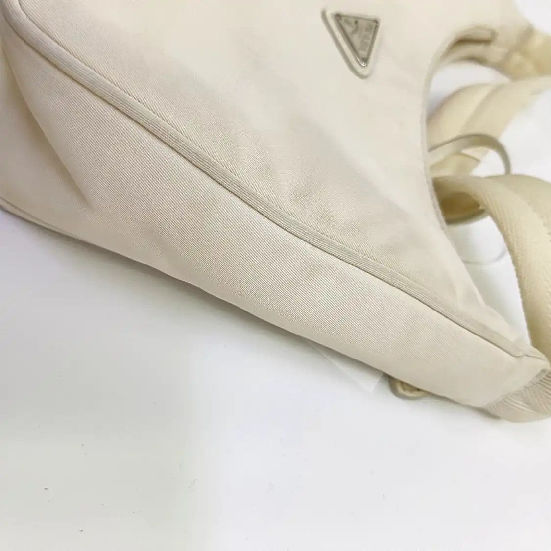 Prada PRADA Re-Edition white fabric logo handbag shoulder bag crossbody bag silver har Size ONE SIZE - 10 Thumbnail