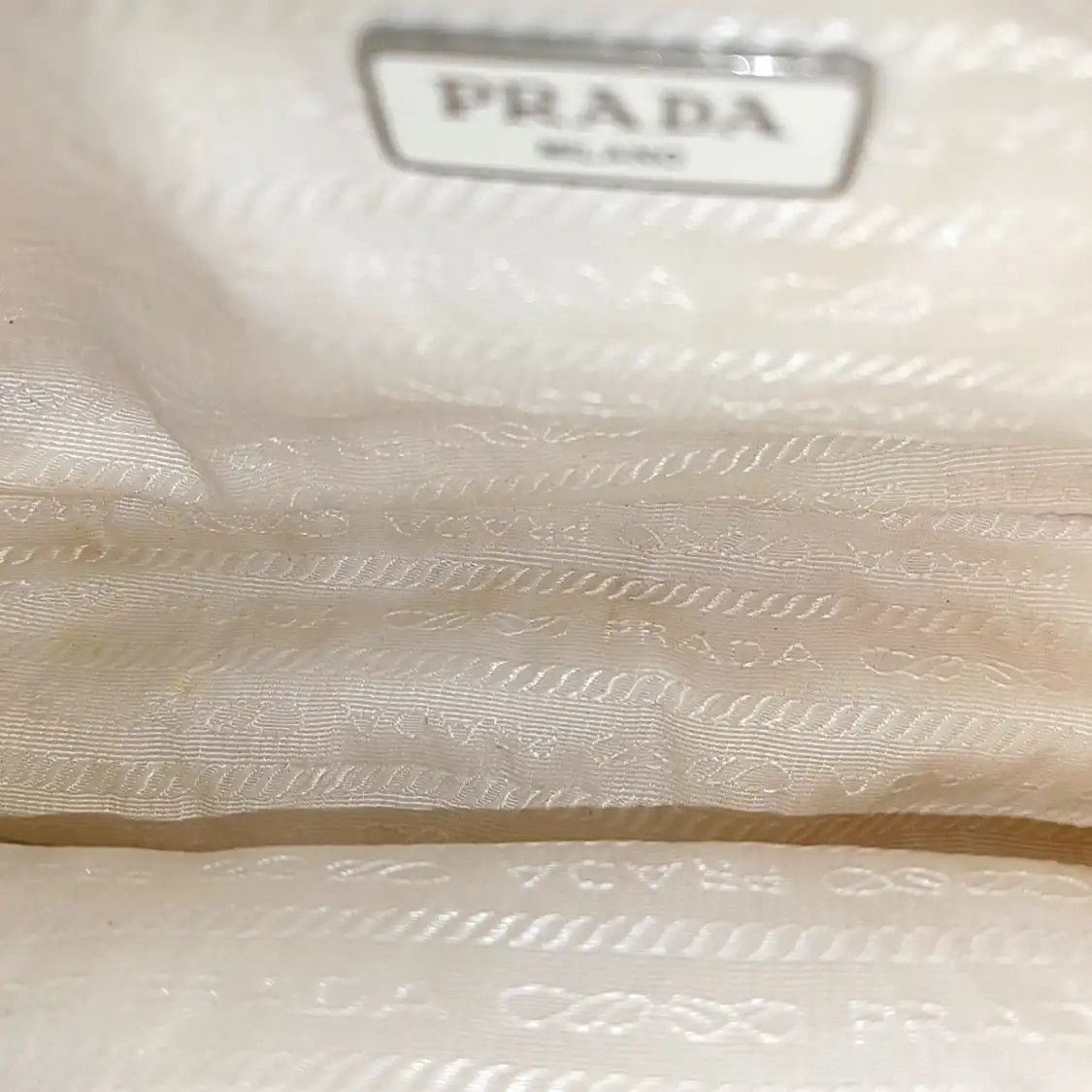 Prada PRADA Re-Edition white fabric logo handbag shoulder bag crossbody bag silver har Size ONE SIZE - 7 Thumbnail