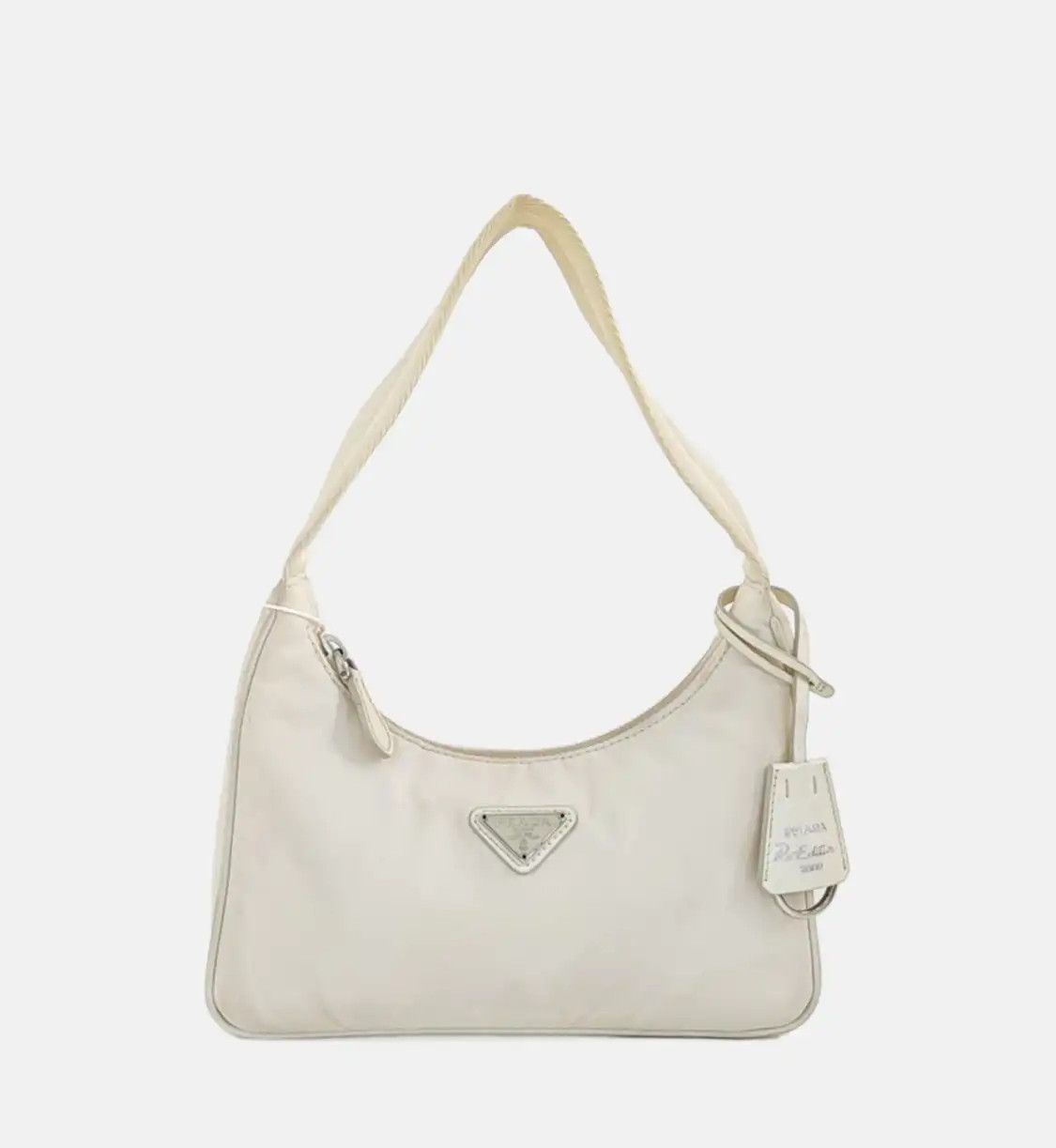 Prada PRADA Re-Edition white fabric logo handbag shoulder bag crossbody bag silver har Size ONE SIZE - 8 Thumbnail