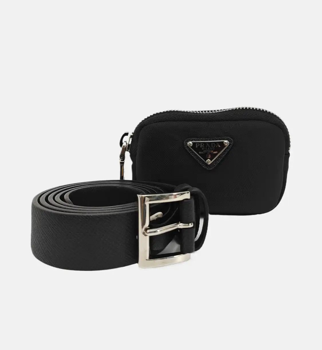 Prada PRADA black nylon logo belt bag belt bag/ chest silver hardware Size ONE SIZE - 8 Thumbnail