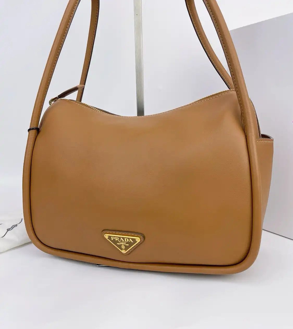 Prada PRADA Darling brown cowhide leather logo shoulder bag Size ONE SIZE - 3 Thumbnail