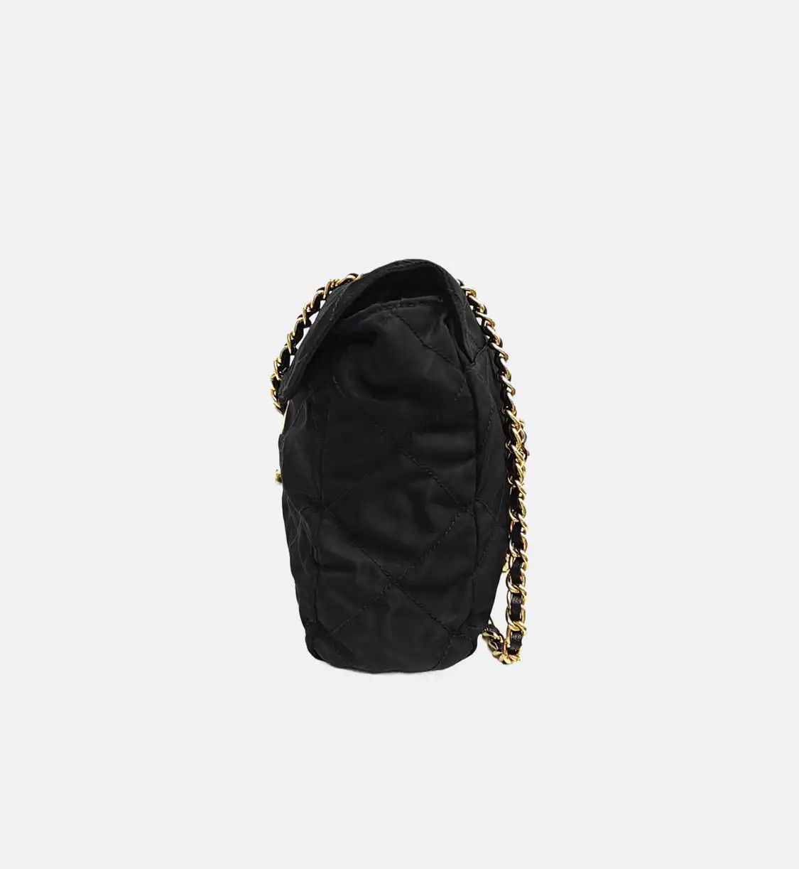 Prada PRADA black nylon logo quilted parachute bag shoulder bag crossbody gold hardwar Size ONE SIZE - 3 Thumbnail