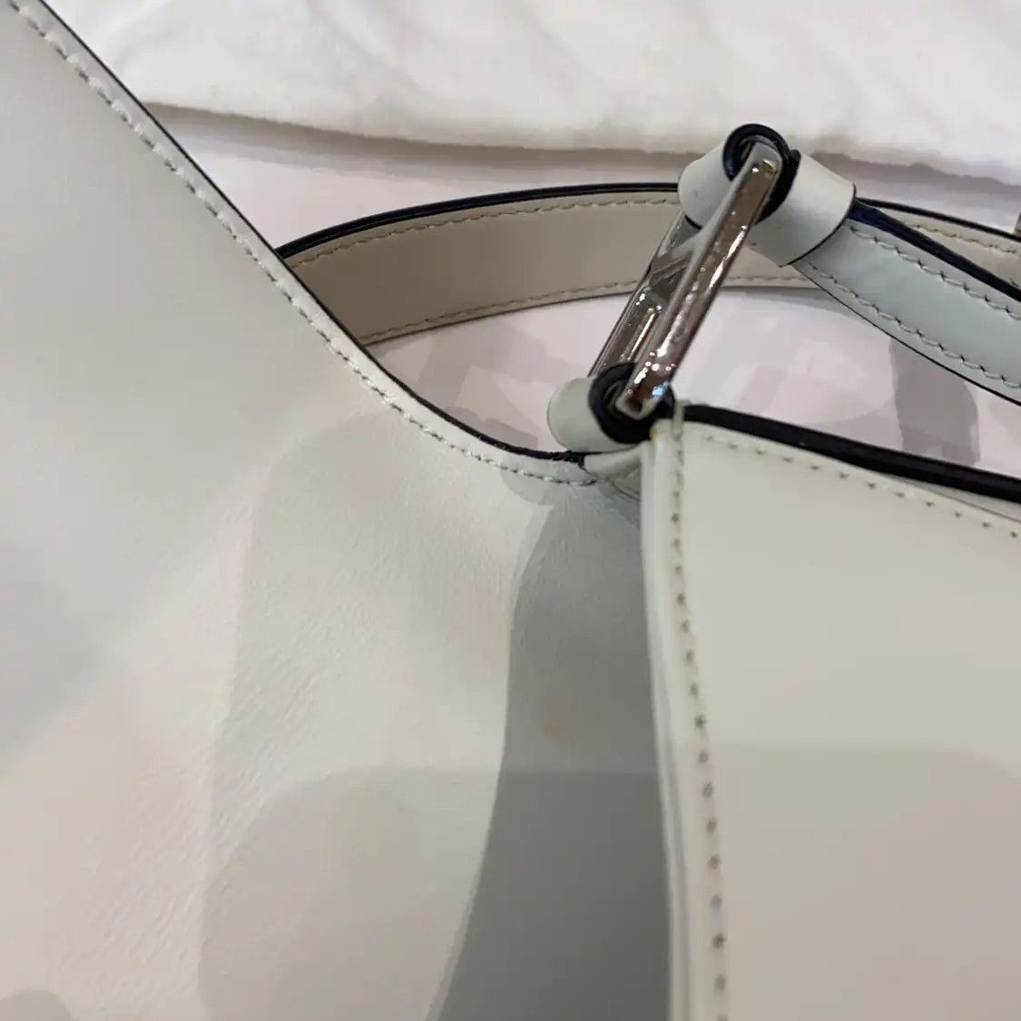 Prada PRADA Cleo mini white cowhide leather logo shoulder bag silver hardware Size ONE SIZE - 11 Thumbnail