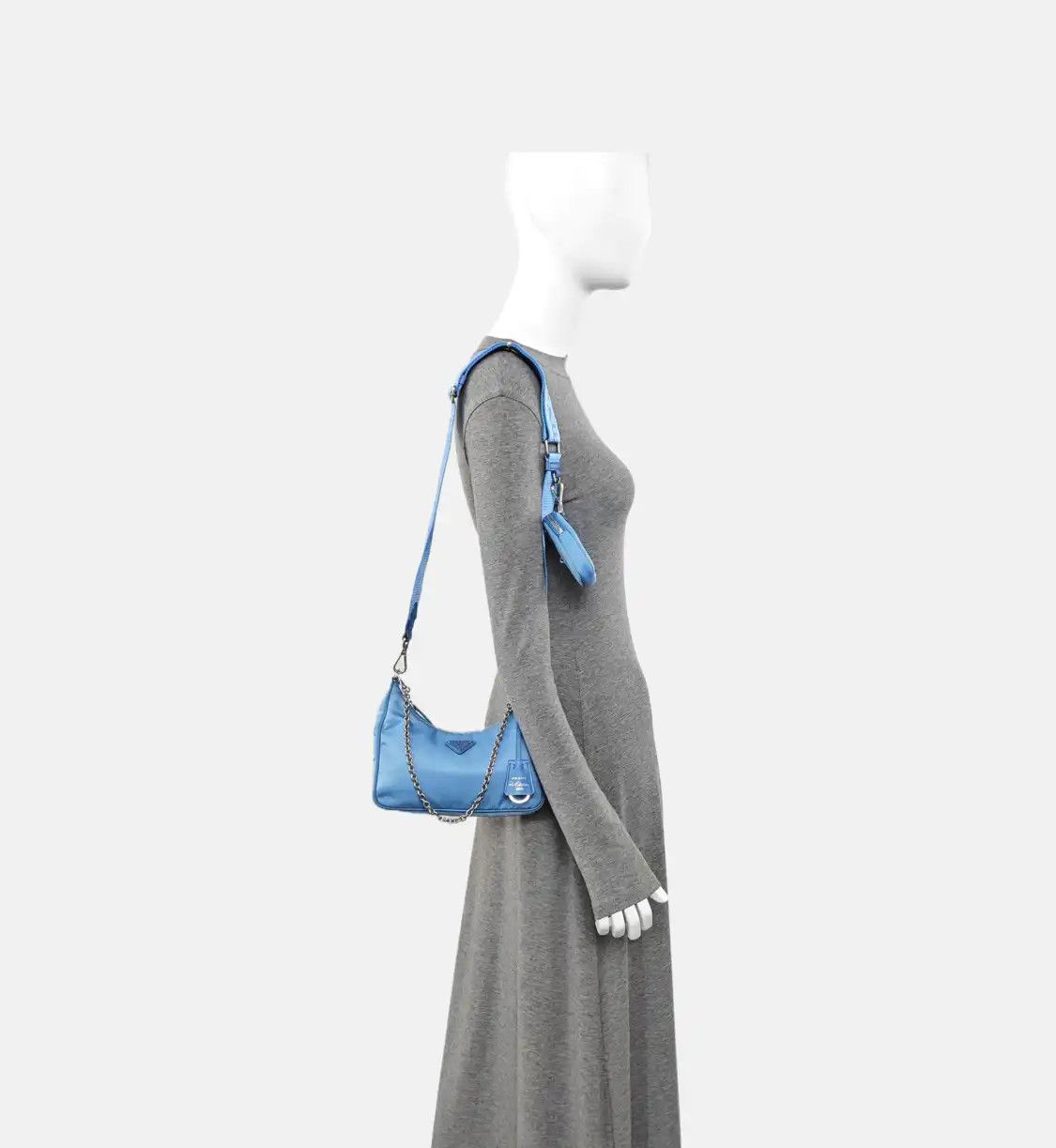 Prada PRADA Re-Edition 2005 blue nylon crossbody bag silver hardware sub-pocket 2 stri Size ONE SIZE - 2 Thumbnail
