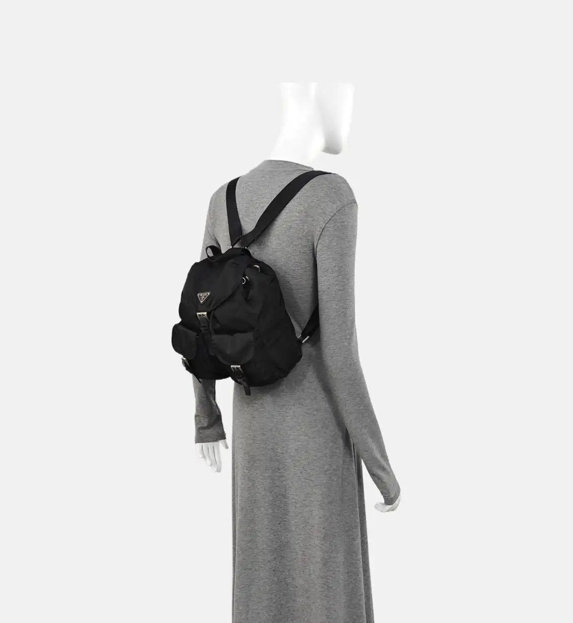 Prada PRADA Small black nylon logo backpack silver hardware Size ONE SIZE - 2 Thumbnail