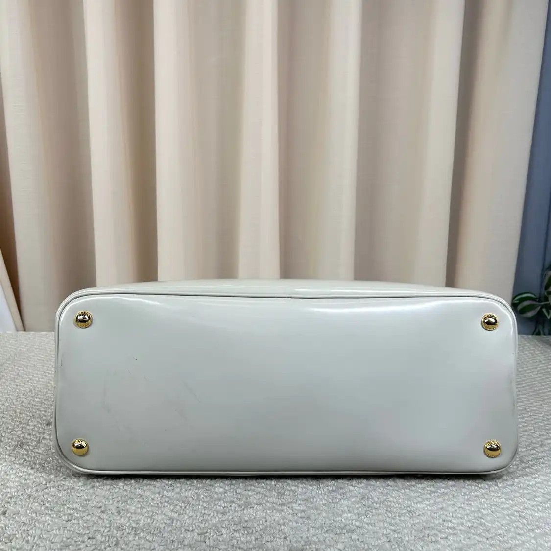 Prada PRADA Promenade light greypatent leather logo shell bag handbag Size ONE SIZE - 3 Thumbnail