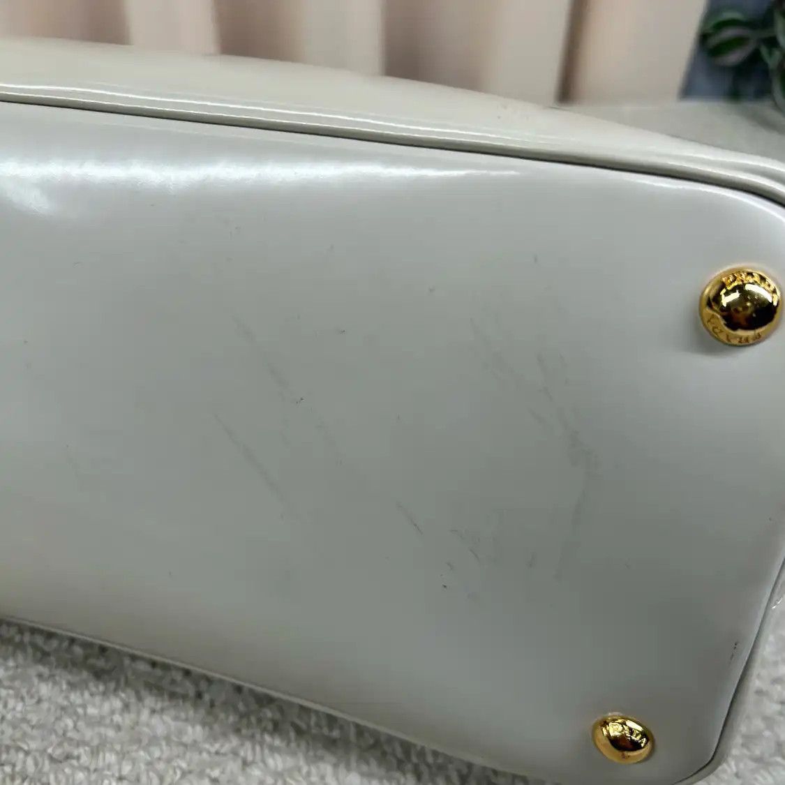 Prada PRADA Promenade light greypatent leather logo shell bag handbag Size ONE SIZE - 5 Thumbnail