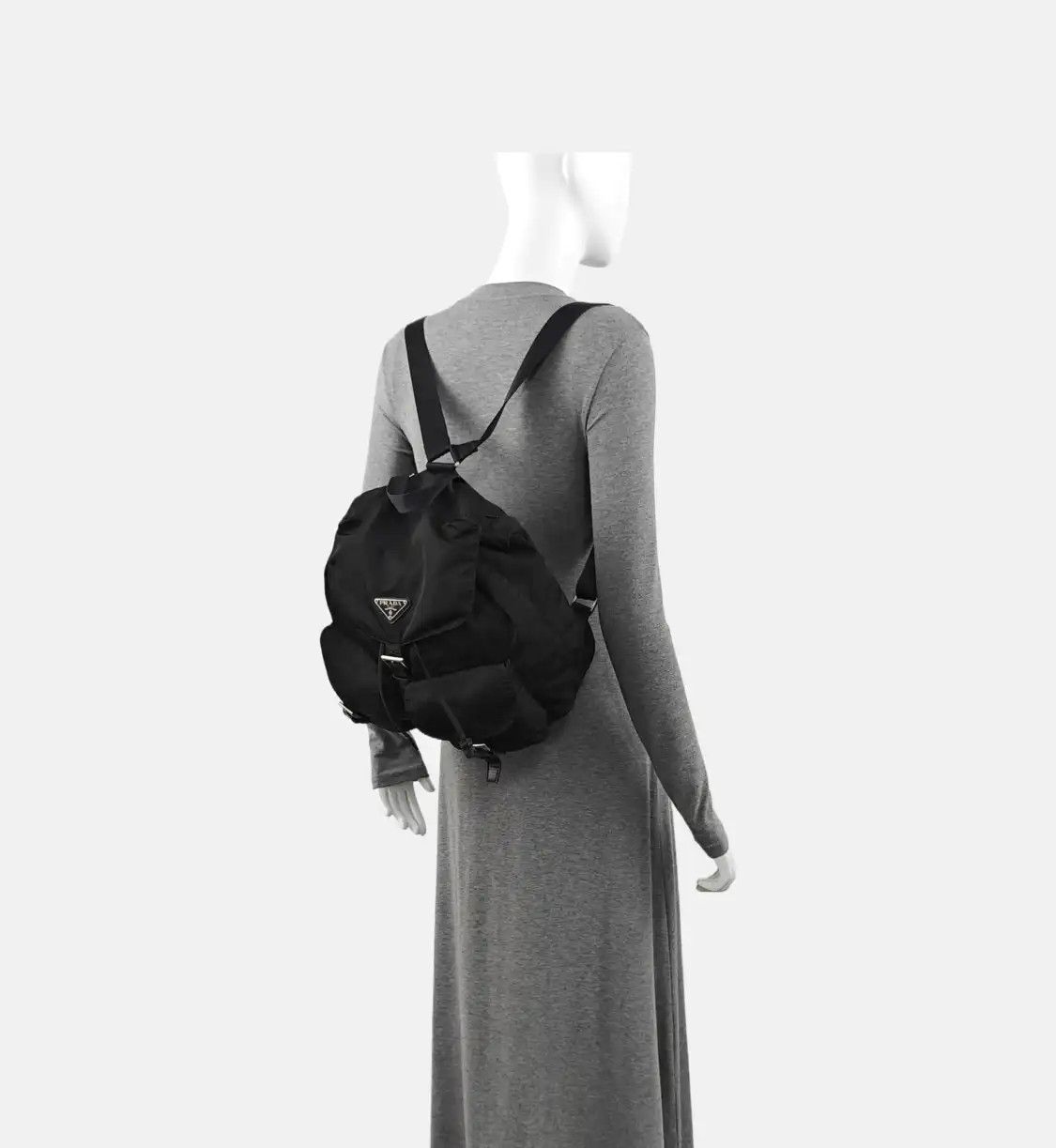 Prada PRADA Re-Nylon Medium black nylon logo backpack silver hardware Size ONE SIZE - 2 Thumbnail
