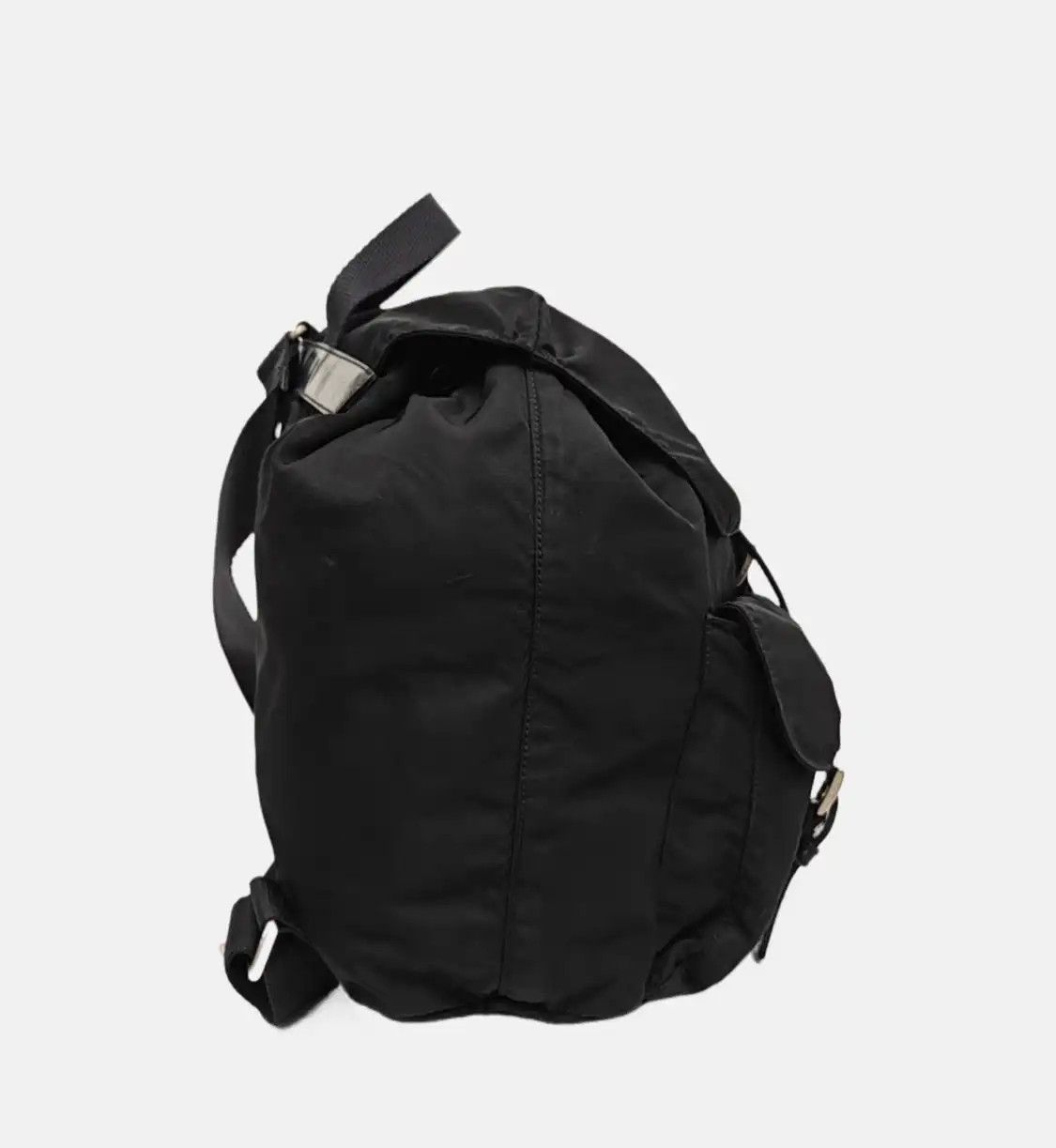 Prada PRADA Re-Nylon Medium black nylon logo backpack silver hardware Size ONE SIZE - 4 Thumbnail