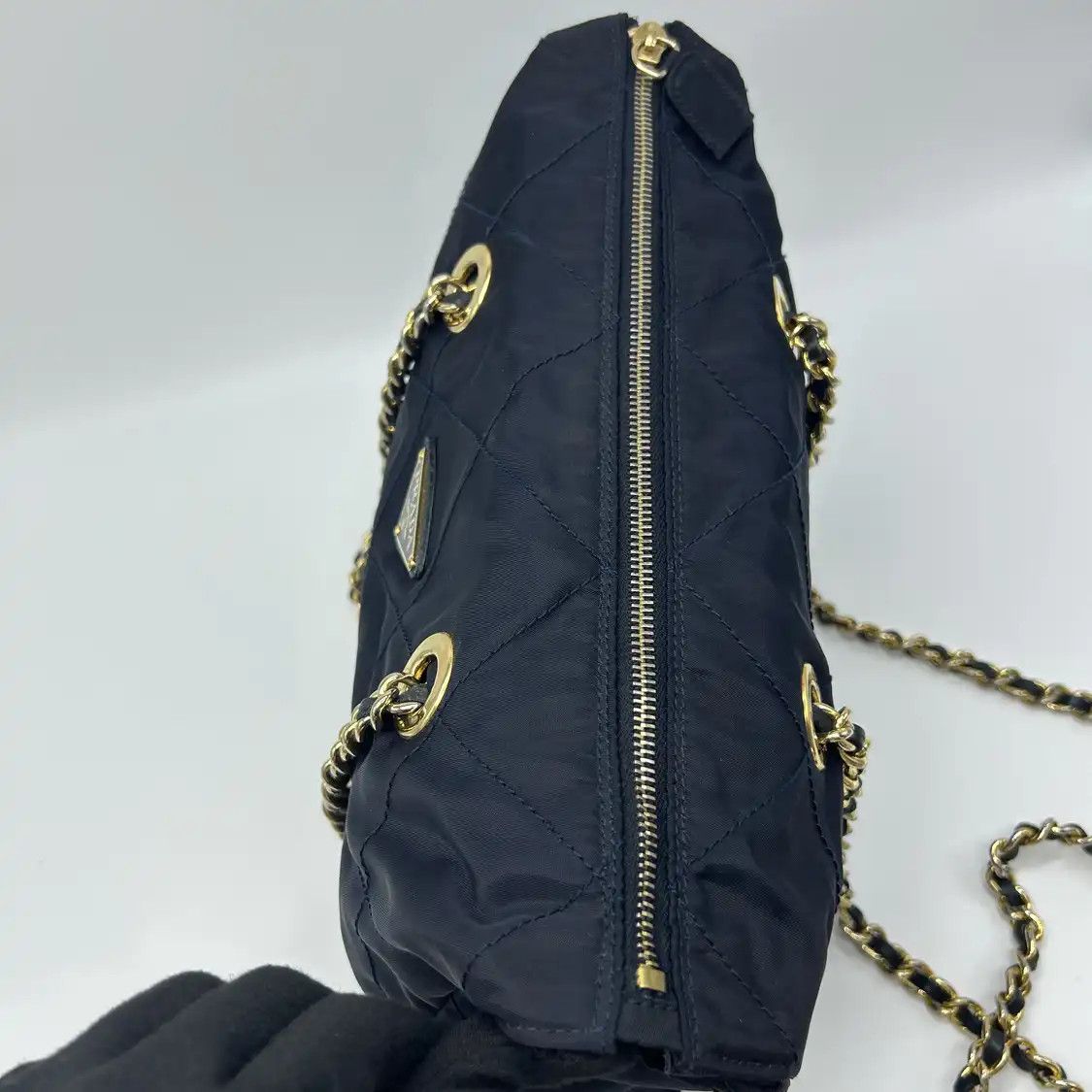Prada PRADA Re-Edition 1995 Chane dark blue nylon logo quilted parachute bag shoulder Size ONE SIZE - 3 Thumbnail
