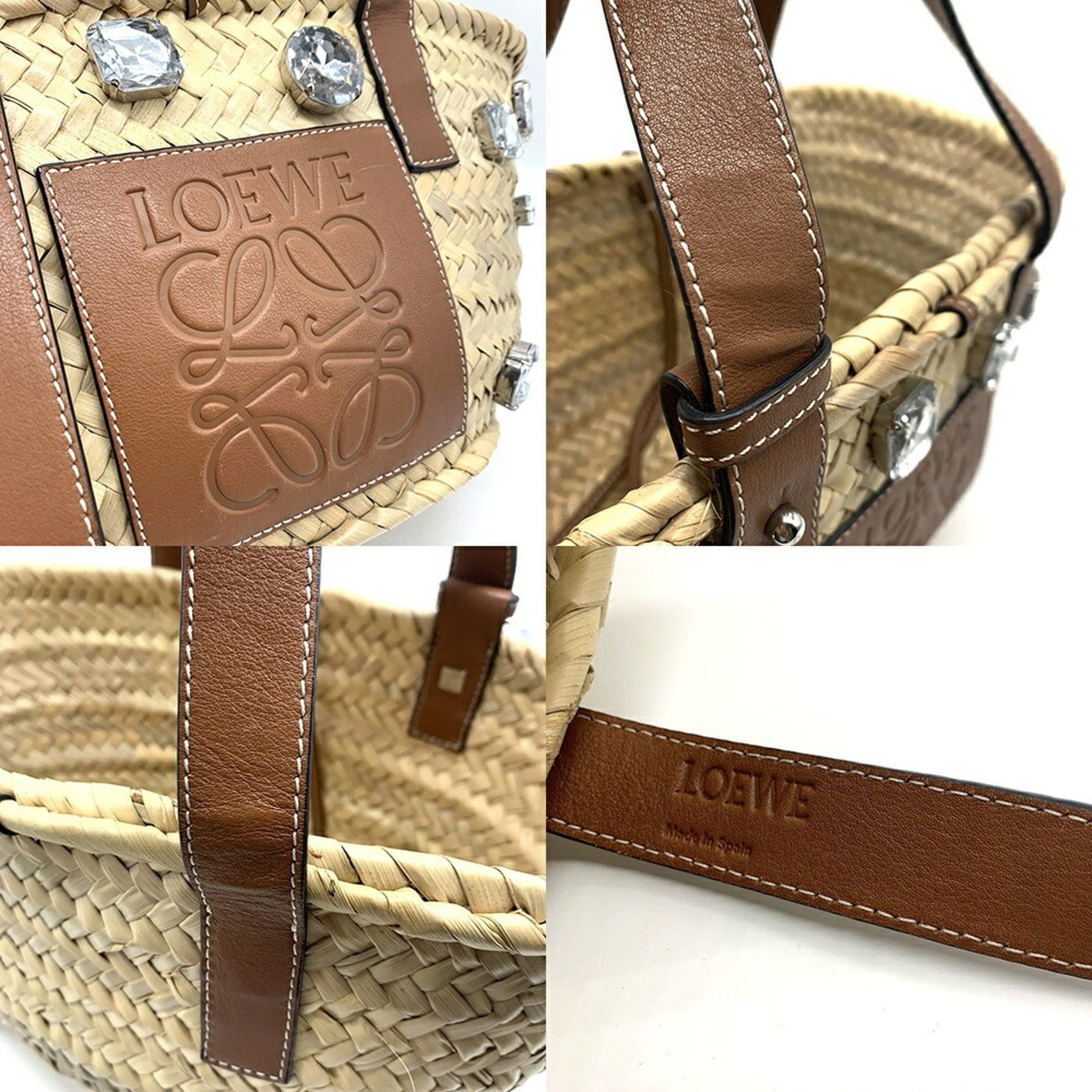 Loewe Loewe Basket Bag, Raffia, Bijou, Stone, Brown, 329.04.S93 LOEWE Size ONE SIZE - 5 Thumbnail