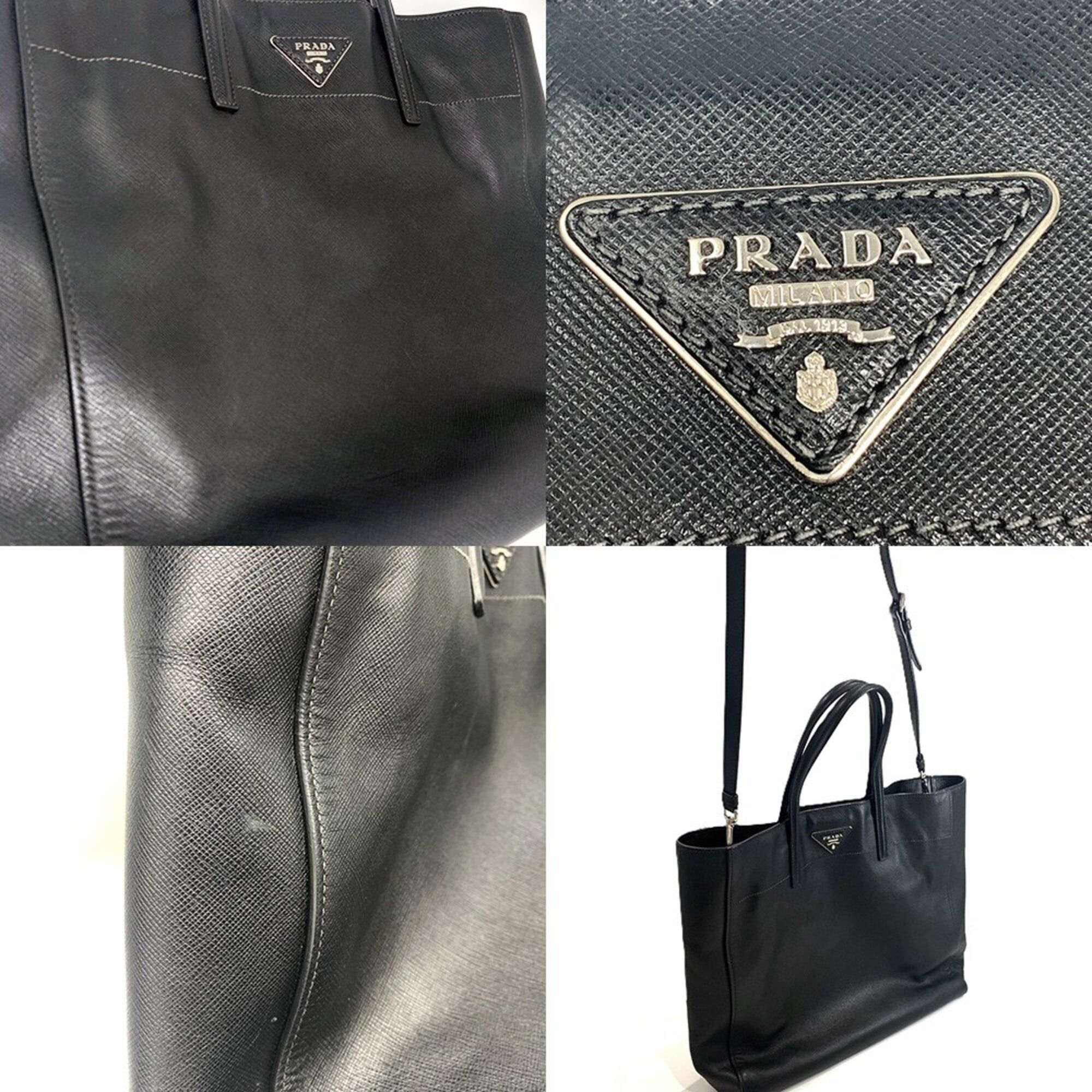Prada Prada Tote Bag Shoulder Saffiano Leather Black PRADA Size ONE SIZE - 5 Thumbnail