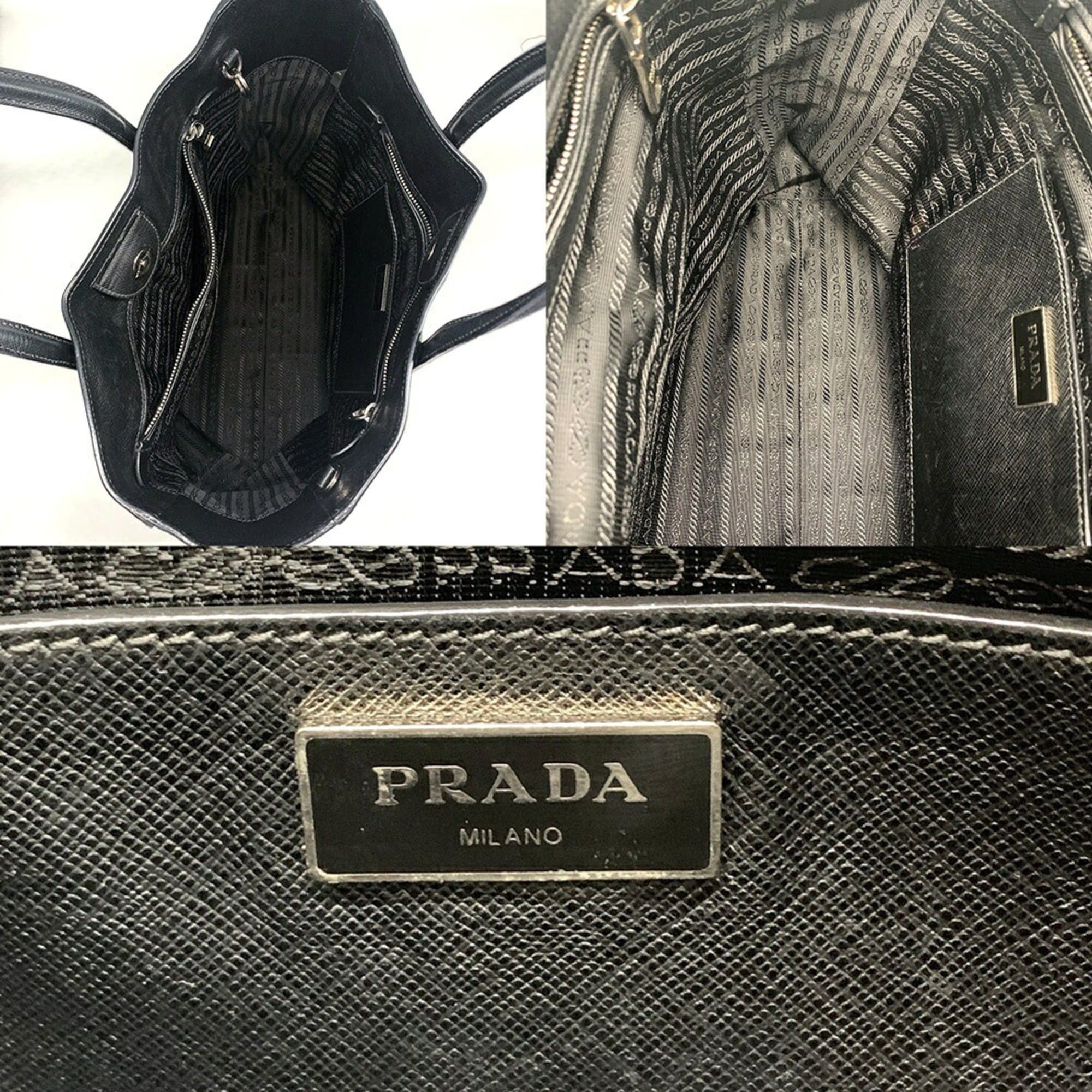 Prada Prada Tote Bag Shoulder Saffiano Leather Black PRADA Size ONE SIZE - 6 Thumbnail
