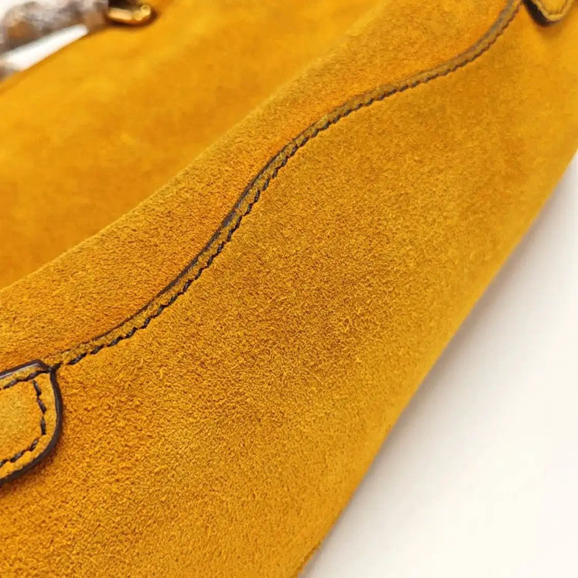 Prada PRADA yellow suede handbag gold hardware 2 striped detachable strap Size ONE SIZE - 15 Thumbnail