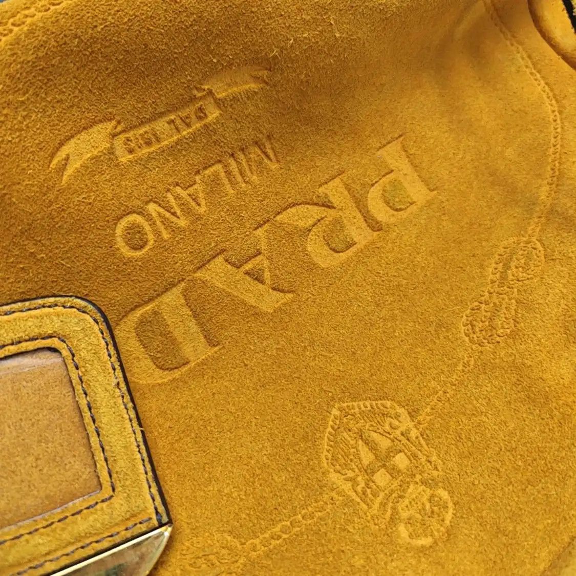 Prada PRADA yellow suede handbag gold hardware 2 striped detachable strap Size ONE SIZE - 9 Thumbnail