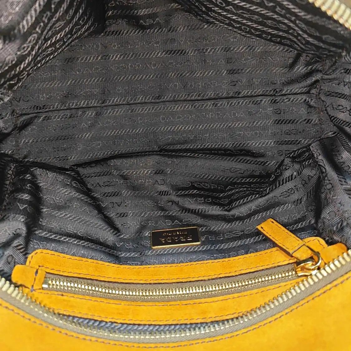 Prada PRADA yellow suede handbag gold hardware 2 striped detachable strap Size ONE SIZE - 7 Thumbnail