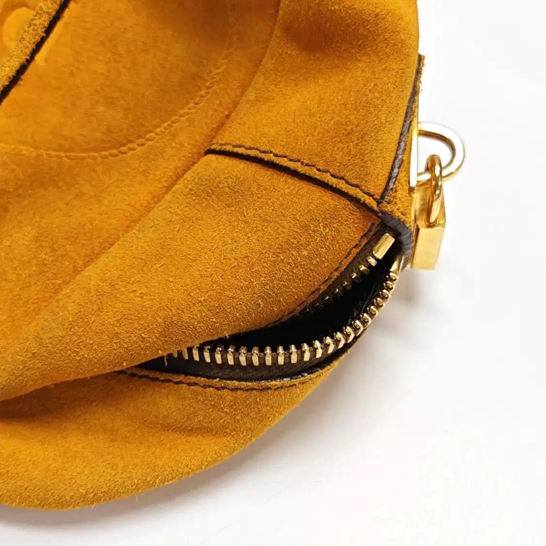 Prada PRADA yellow suede handbag gold hardware 2 striped detachable strap Size ONE SIZE - 12 Thumbnail
