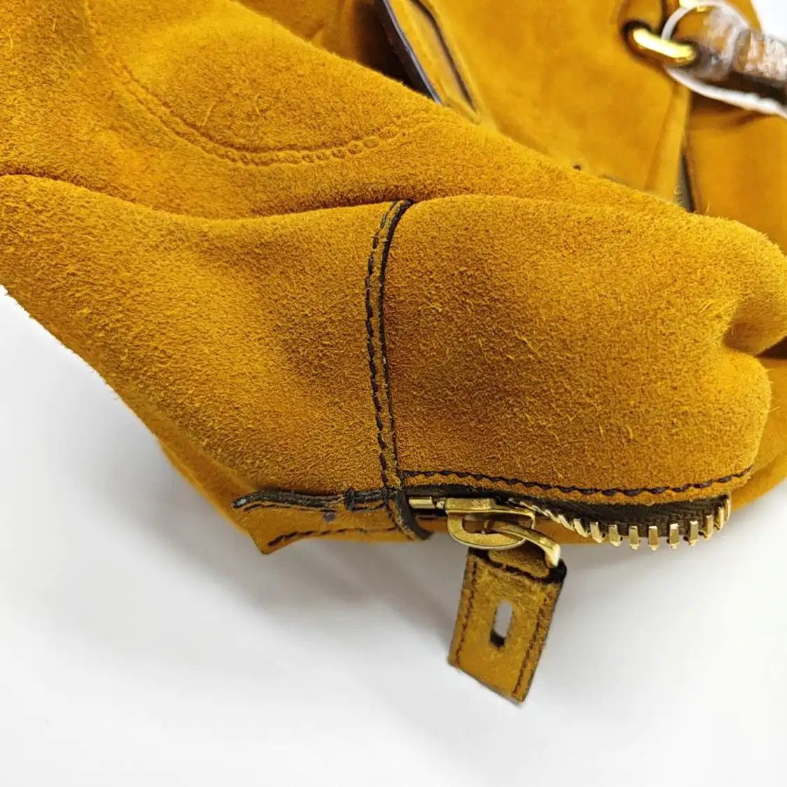 Prada PRADA yellow suede handbag gold hardware 2 striped detachable strap Size ONE SIZE - 10 Thumbnail