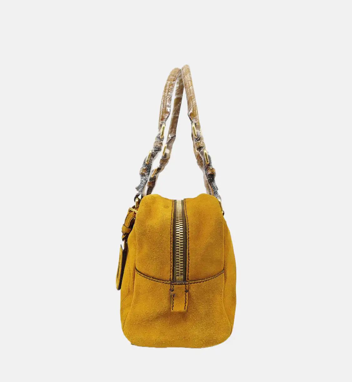 Prada PRADA yellow suede handbag gold hardware 2 striped detachable strap Size ONE SIZE - 3 Thumbnail