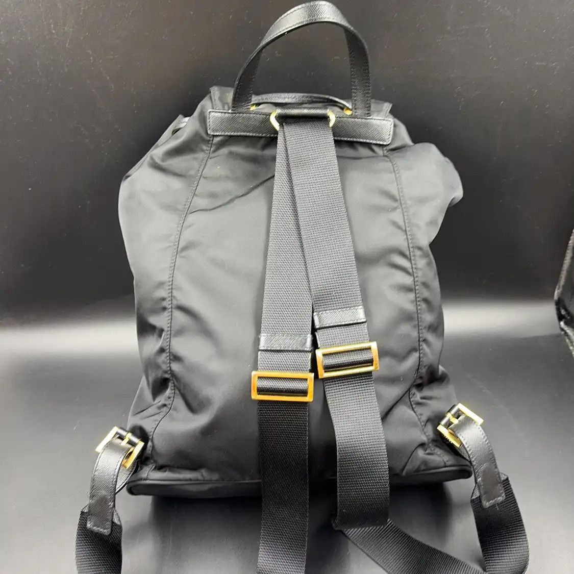 Prada PRADA black nylon logo stud backpack Size ONE SIZE - 4 Thumbnail