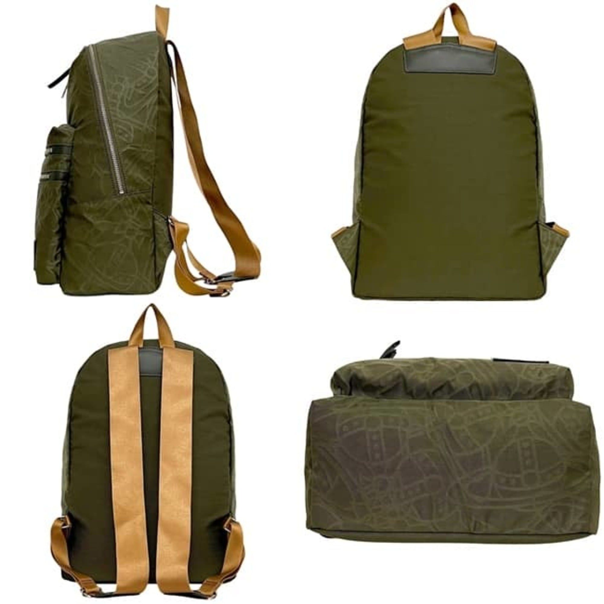 Vivienne Westwood Vivienne Westwood Backpack, ORB Embossed, 109939 VW863 489.F, Nylon, Khaki Green Daypack Size ONE SIZE - 2 Thumbnail