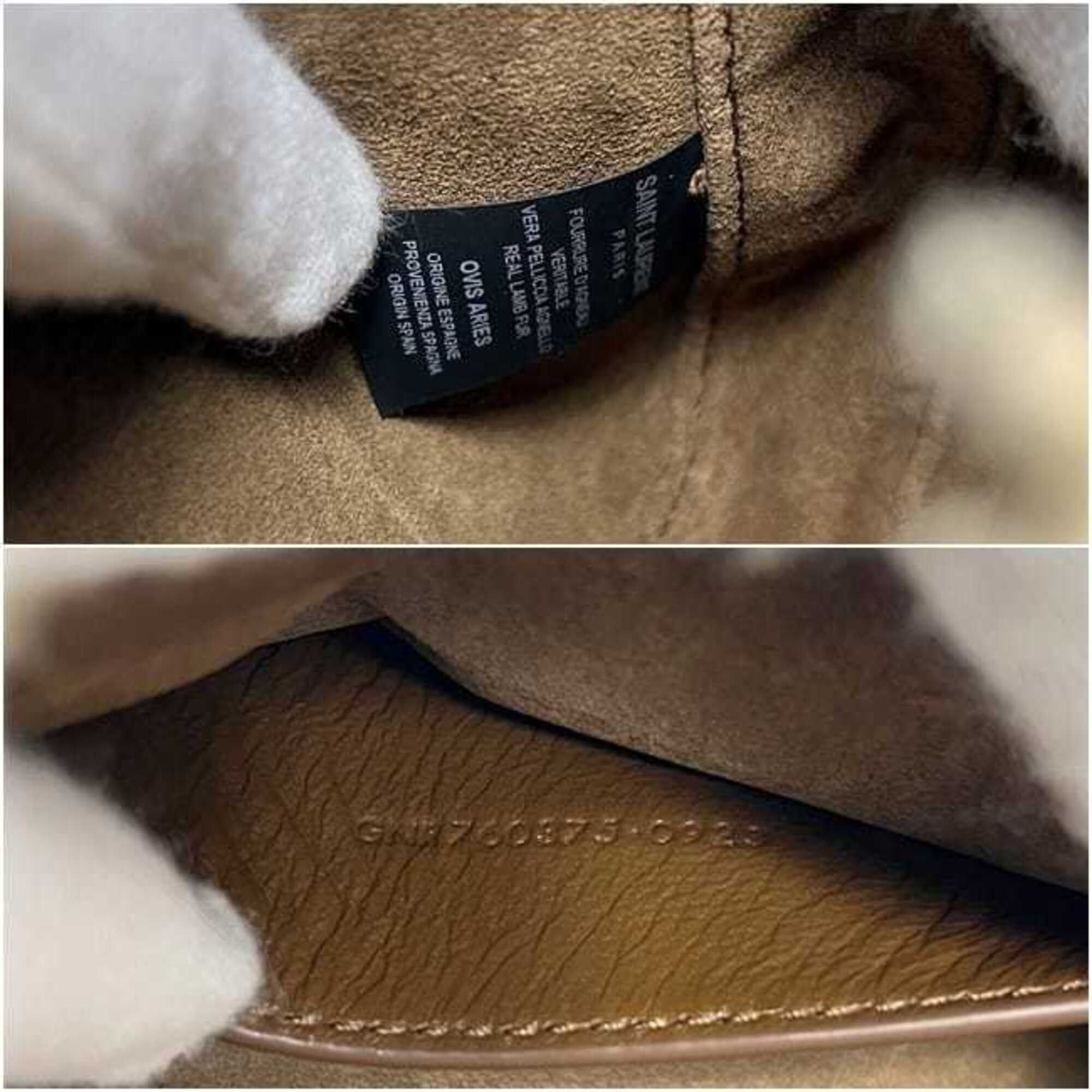 Saint Laurent Paris Yves Saint Laurent Paris Mini Hobo LE 5 A 7 Le Sancassette Handbag YSL 760375 SAINT LAURENT PARIS Shearling Beige Women's Size ONE SIZE - 9 Thumbnail