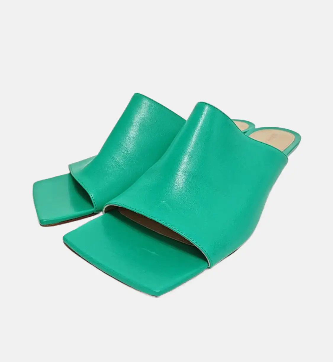 Bottega Veneta BOTTEGA VENETA Summer green leather Women's mid heel sandals 37 Size US 7 / IT 37 - 2 Thumbnail