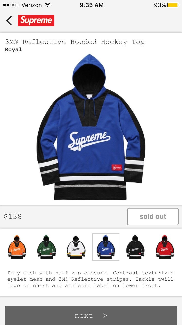 Supreme 3M Reflective Hooded Hockey Top | Grailed