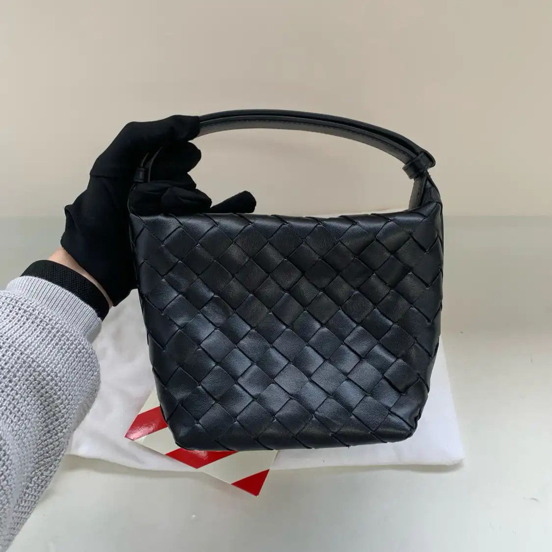 Bottega Veneta BOTTEGA VENETA Candy Wallace micro black cowhide leather woven shoulder bag Size ONE SIZE - 2 Thumbnail