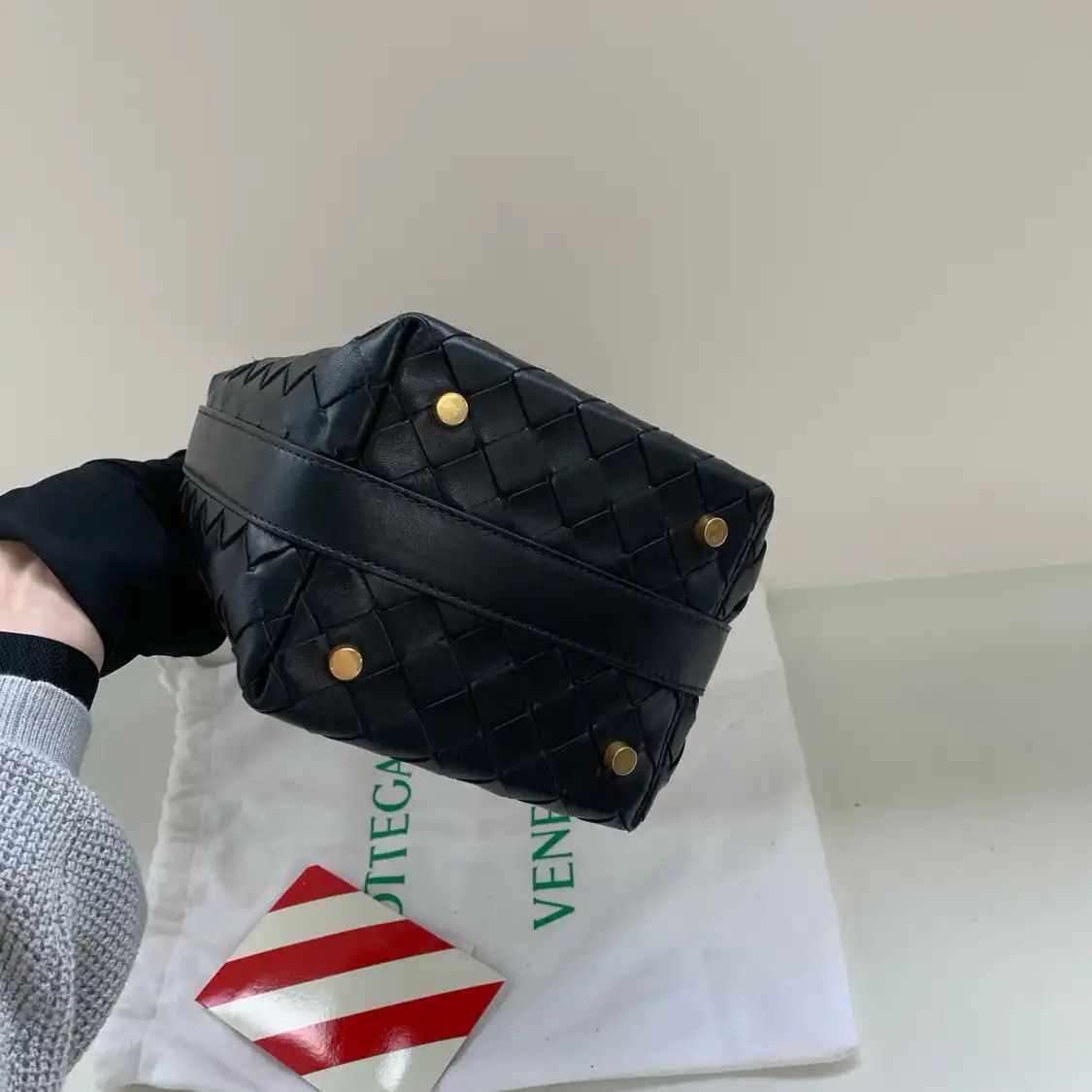 Bottega Veneta BOTTEGA VENETA Candy Wallace micro black cowhide leather woven shoulder bag Size ONE SIZE - 7 Thumbnail