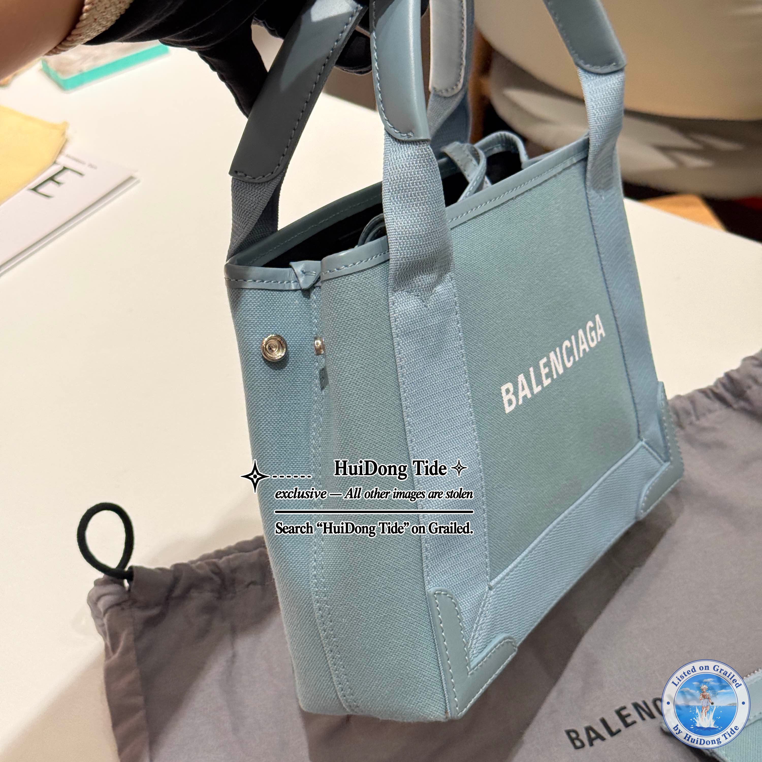 Balenciaga Balenciaga Navy Cabas Small Tote Bag Blue Size ONE SIZE - 6 Thumbnail