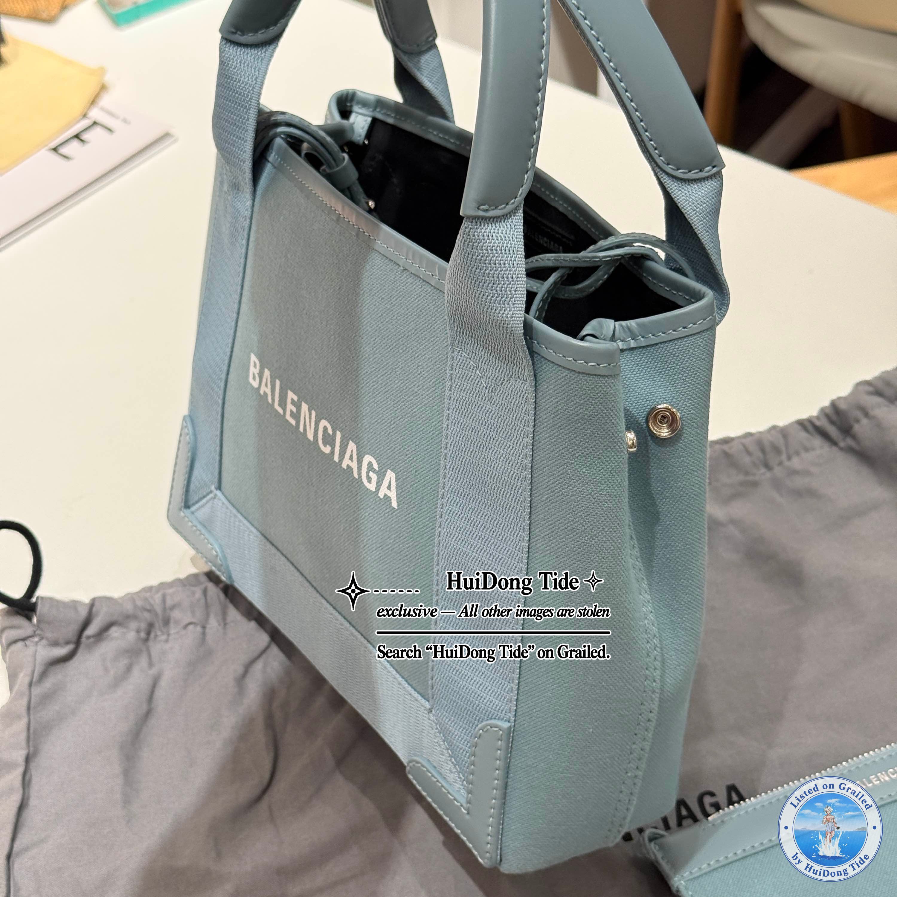 Balenciaga Balenciaga Navy Cabas Small Tote Bag Blue Size ONE SIZE - 8 Thumbnail