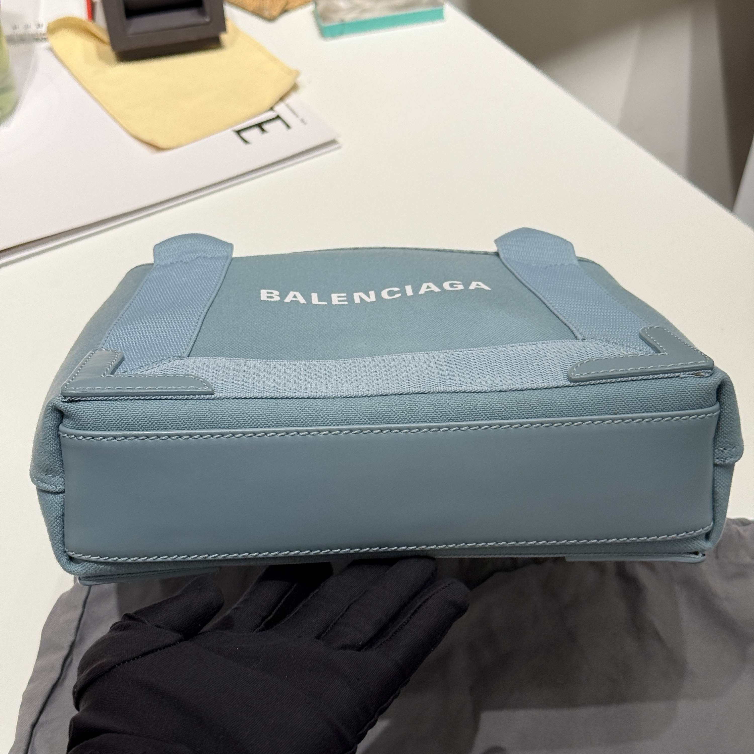 Balenciaga Balenciaga Navy Cabas Small Tote Bag Blue Size ONE SIZE - 3 Thumbnail