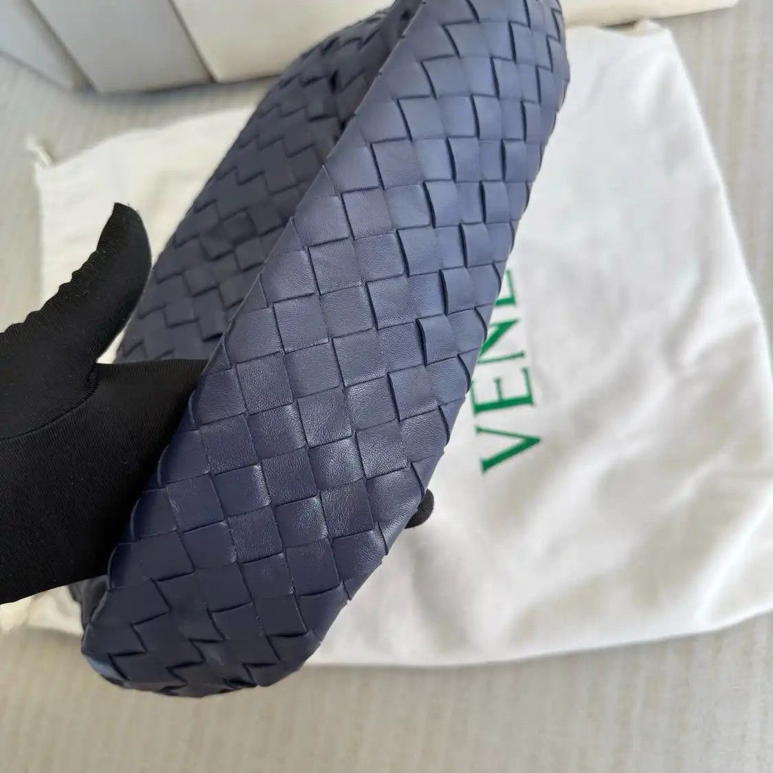 Bottega Veneta BOTTEGA VENETA Small deep sea bluecowhide leather woven shoulder bag Size ONE SIZE - 4 Thumbnail