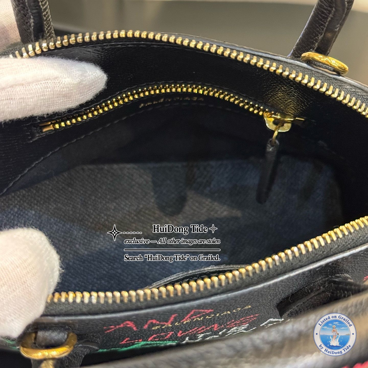 Balenciaga Balenciaga Graffiti Ville Handle Bag Black Size ONE SIZE - 5 Thumbnail