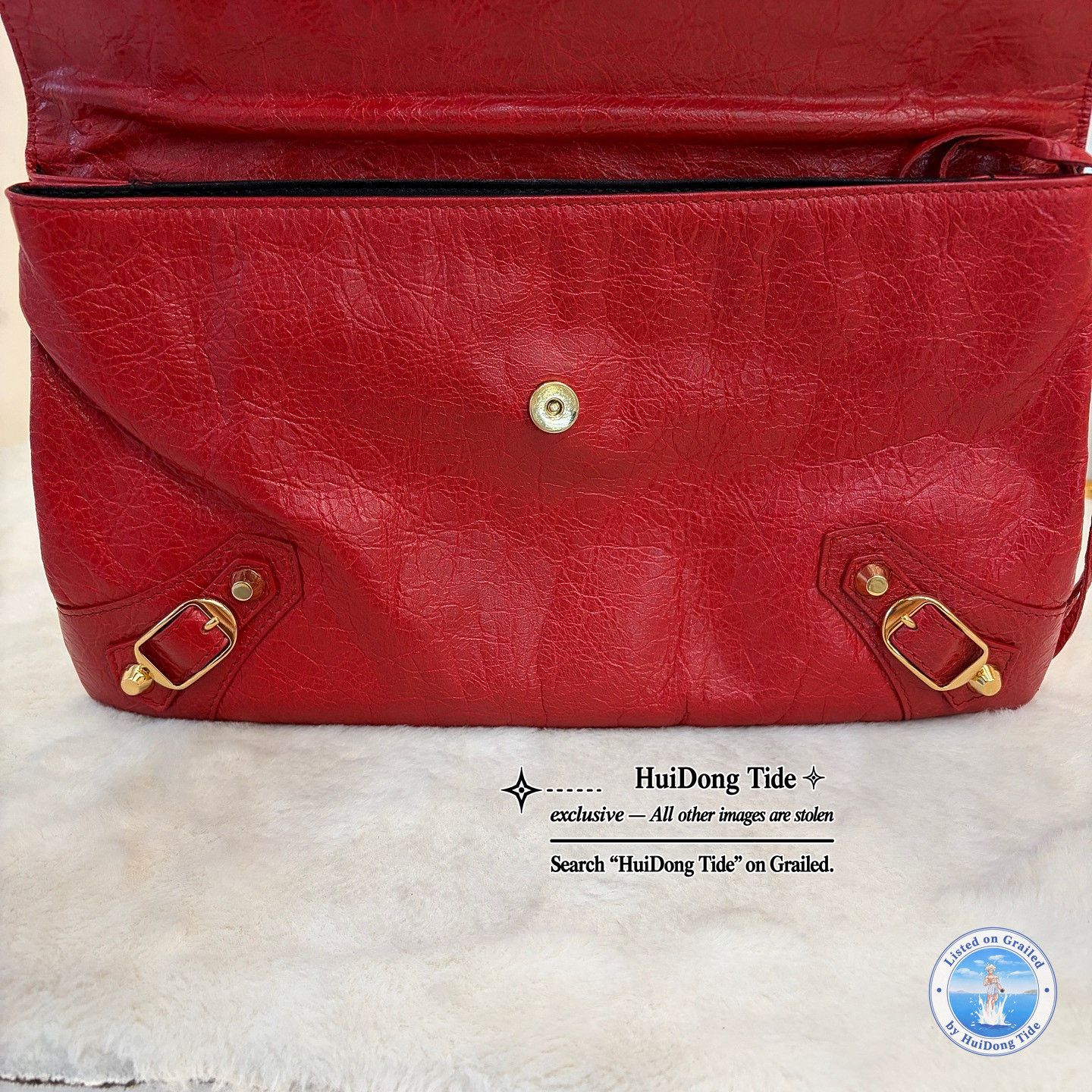 Balenciaga Balenciaga Red Leather Classic Envelope Shoulder Bag Size ONE SIZE - 8 Thumbnail