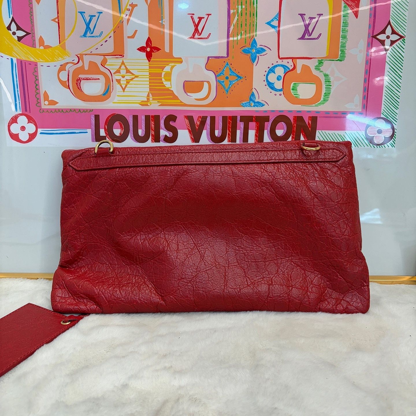 Balenciaga Balenciaga Red Leather Classic Envelope Shoulder Bag Size ONE SIZE - 2 Thumbnail