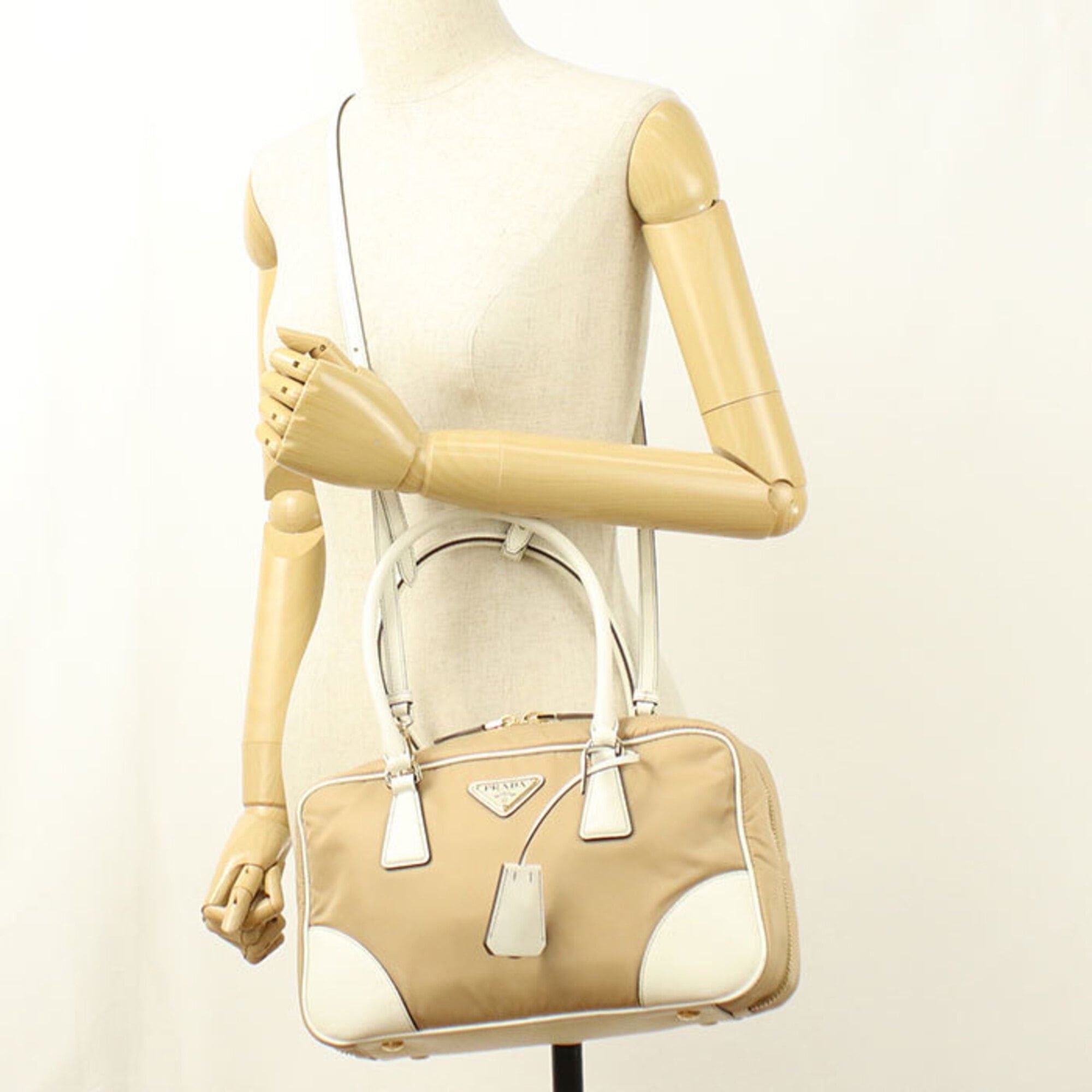 Prada Prada Handbag 2WAY Re-Nylon Women's Beige Size ONE SIZE - 8 Thumbnail