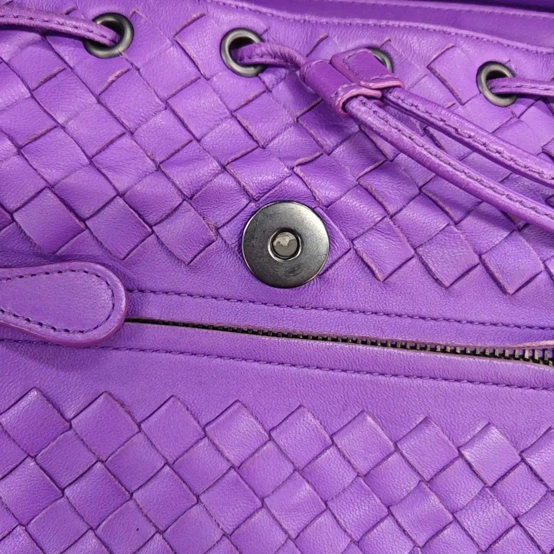 Bottega Veneta BOTTEGA VENETA purple sheepskin woven shoulder bag backpack black hardware Size ONE SIZE - 7 Thumbnail