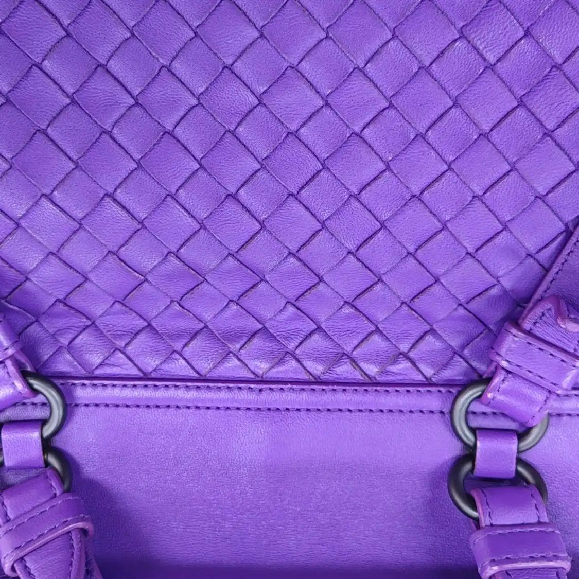 Bottega Veneta BOTTEGA VENETA purple sheepskin woven shoulder bag backpack black hardware Size ONE SIZE - 21 Thumbnail