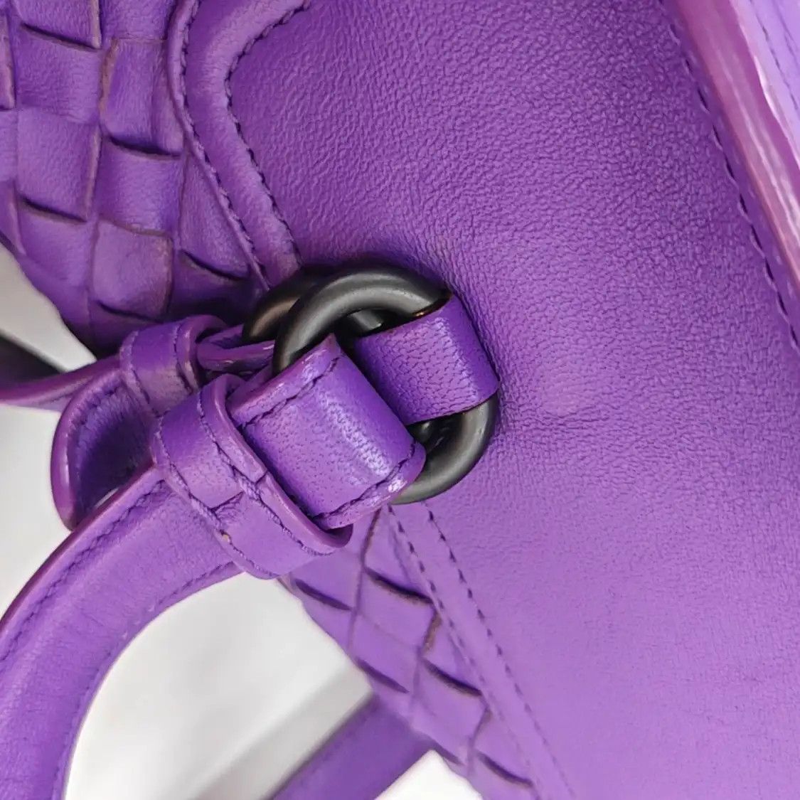 Bottega Veneta BOTTEGA VENETA purple sheepskin woven shoulder bag backpack black hardware Size ONE SIZE - 15 Thumbnail