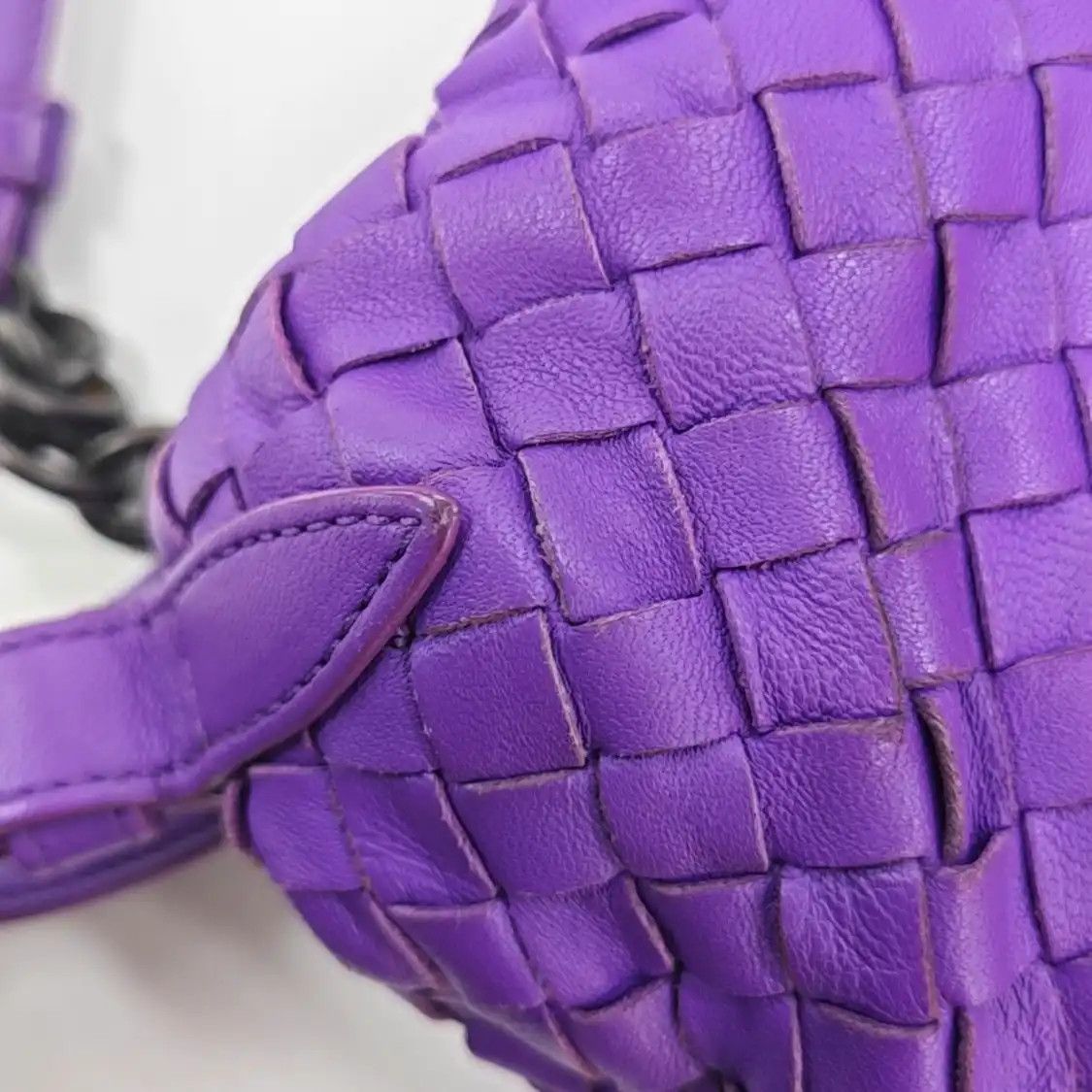 Bottega Veneta BOTTEGA VENETA purple sheepskin woven shoulder bag backpack black hardware Size ONE SIZE - 23 Thumbnail