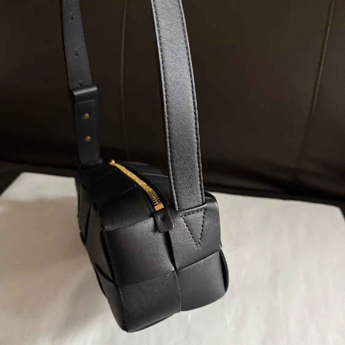 Bottega Veneta BOTTEGA VENETA Brick Cassette Small black sheepskin woven shoulder bag Size ONE SIZE - 2 Thumbnail