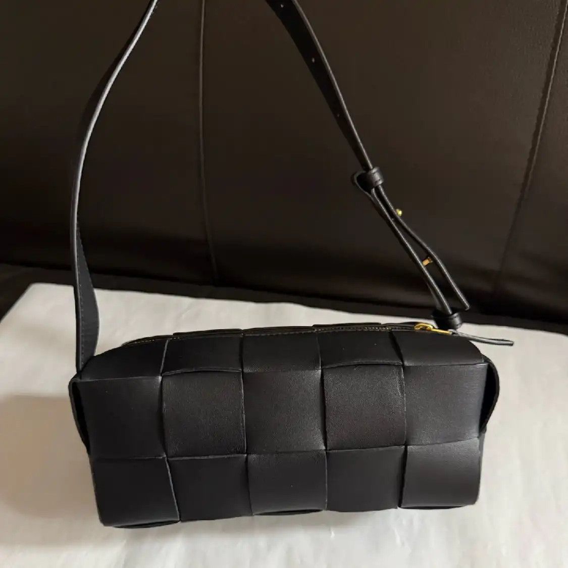 Bottega Veneta BOTTEGA VENETA Brick Cassette Small black sheepskin woven shoulder bag Size ONE SIZE - 4 Thumbnail