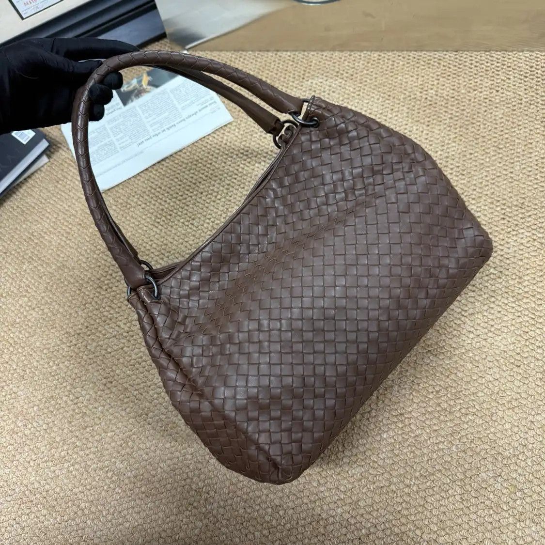 Bottega Veneta BOTTEGA VENETA Parachute dark brownsheepskin woven shoulder bag Size ONE SIZE - 2 Thumbnail