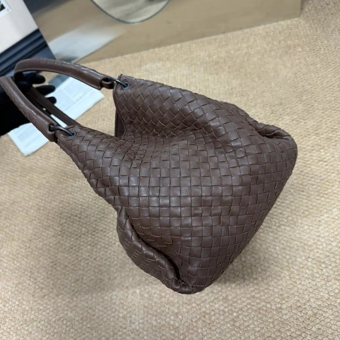 Bottega Veneta BOTTEGA VENETA Parachute dark brownsheepskin woven shoulder bag Size ONE SIZE - 5 Thumbnail