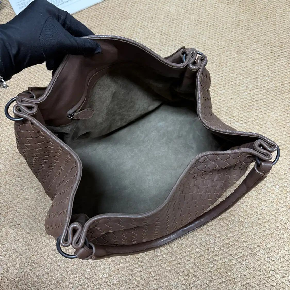 Bottega Veneta BOTTEGA VENETA Parachute dark brownsheepskin woven shoulder bag Size ONE SIZE - 8 Thumbnail