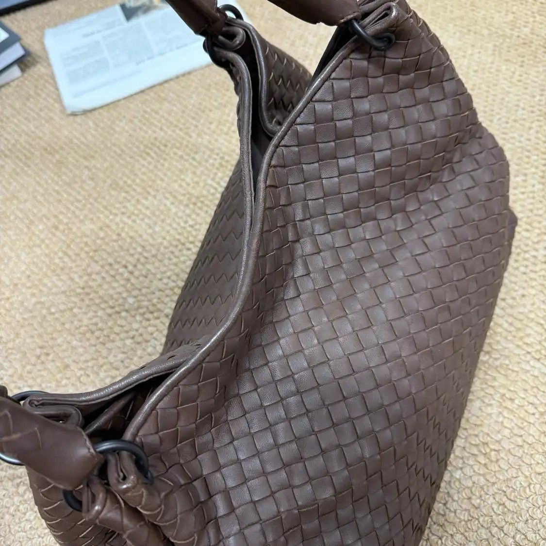 Bottega Veneta BOTTEGA VENETA Parachute dark brownsheepskin woven shoulder bag Size ONE SIZE - 4 Thumbnail