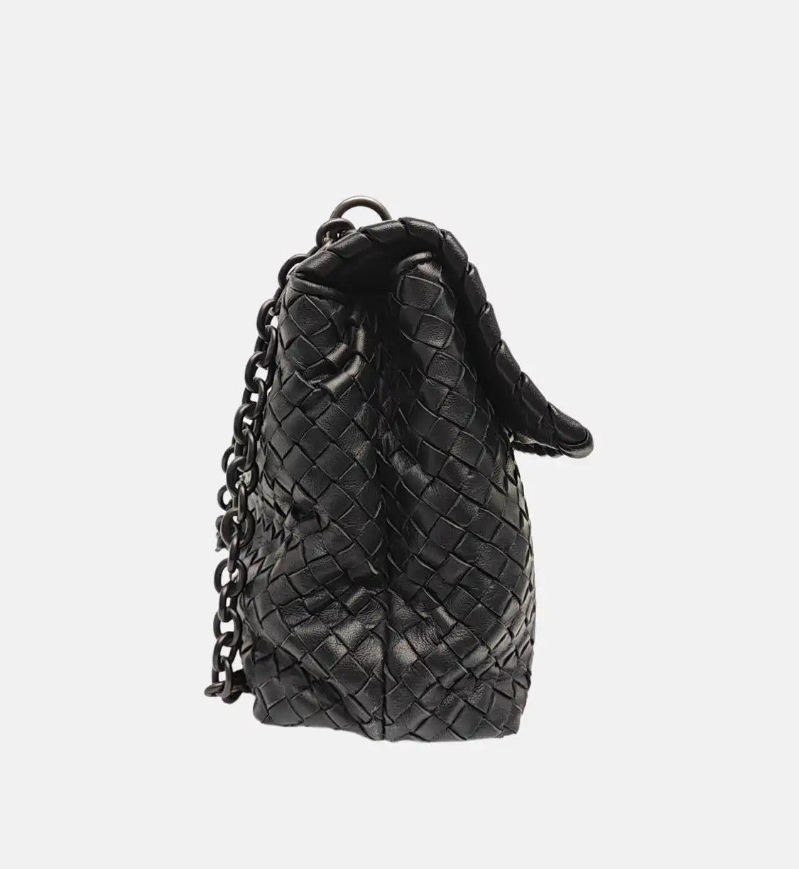 Bottega Veneta BOTTEGA VENETA Olimpia Large black sheepskin woven shoulder bag gold hardware Size ONE SIZE - 4 Thumbnail