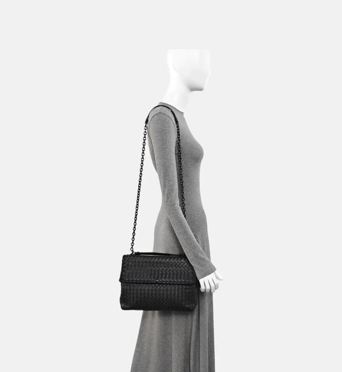 Bottega Veneta BOTTEGA VENETA Olimpia Large black sheepskin woven shoulder bag gold hardware Size ONE SIZE - 2 Thumbnail